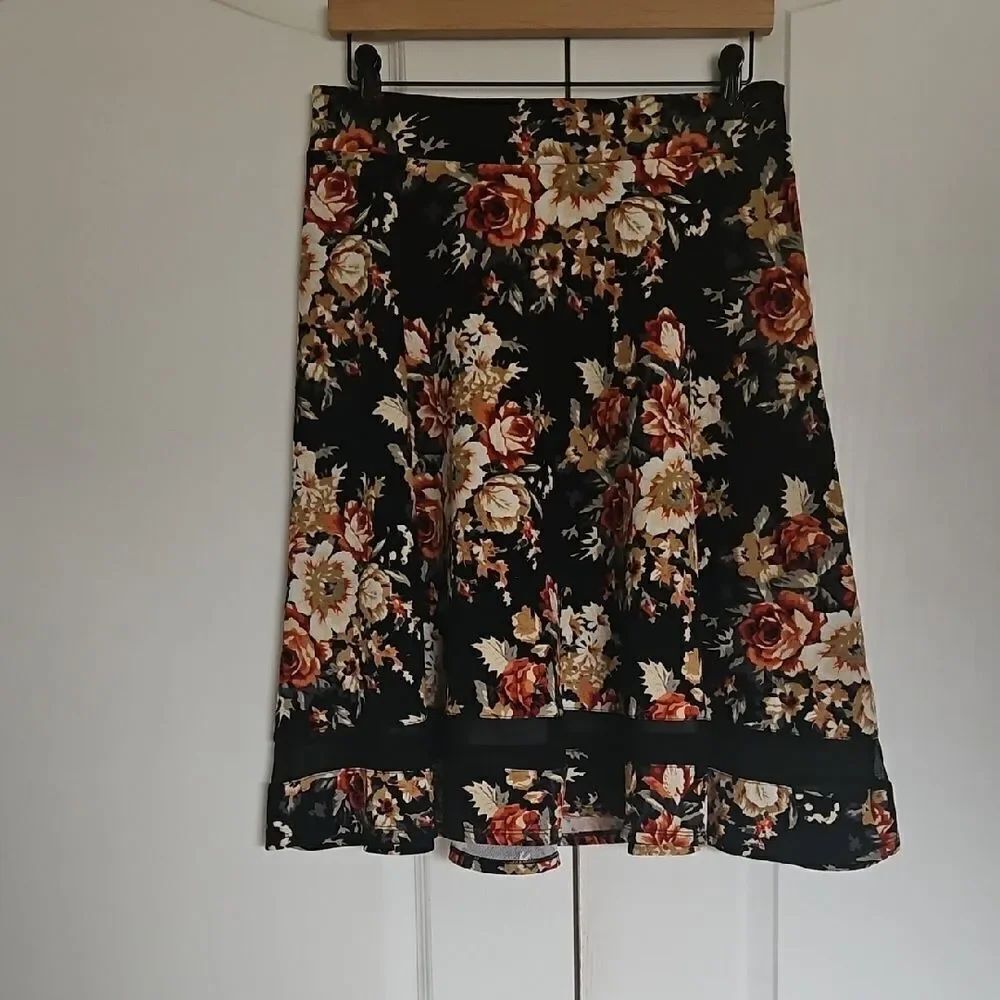 Faith and Joy Orange Black A-Line Skirt Casual Resort Wear